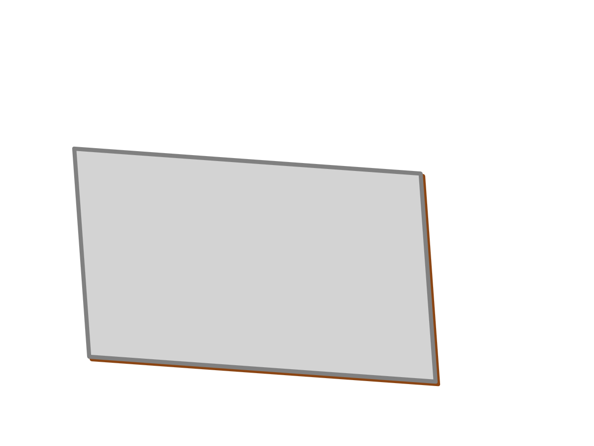 A gray parallelogram, with a bit of brown visible along the bottom and right edges.